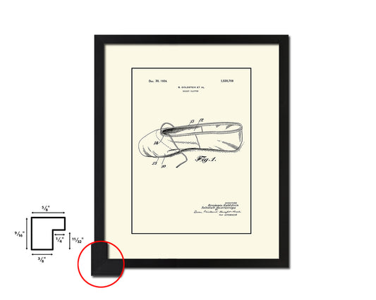 Ballet Slipper Dancer Vintage Patent Artwork Black Frame Print Wall Art Decor Gifts