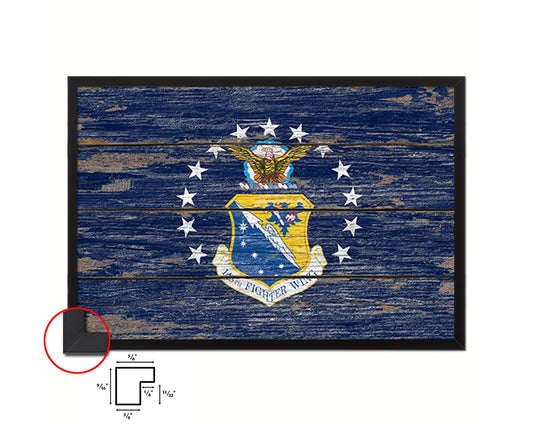 148th Fighter Wing Vintage Emblem Flag Wood Frame Paper Print Wall Art Decor Gifts