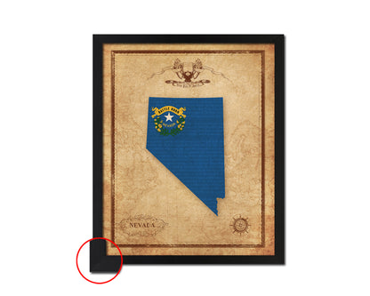 Nevada State Vintage Map Wood Framed Paper Print  Wall Art Decor Gifts