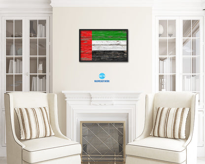 United Arab Emirates Country Wood Rustic National Flag Wood Framed Print Wall Art Decor Gifts