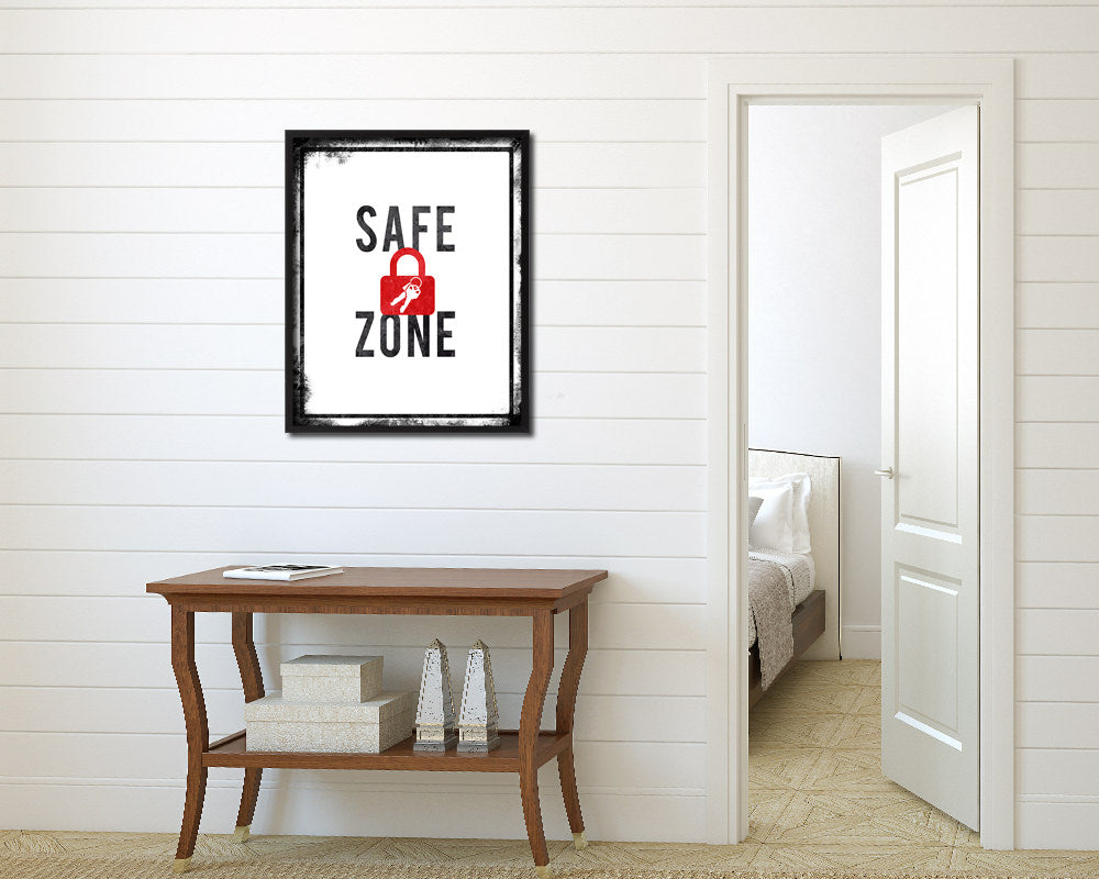 Safe Zone Notice Danger Sign Framed Print Home Decor Wall Art Gifts