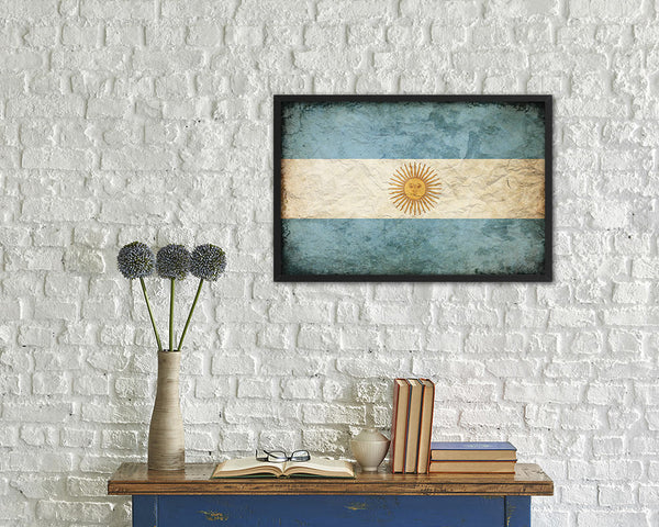 Argentina Country Vintage Flag Wood Framed Print Wall Art Decor Gifts