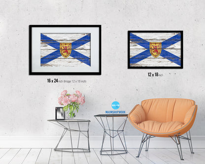 Nova Scotia Province City Canada Country Rustic Flag Wood Framed Paper Prints Decor Wall Art Gifts