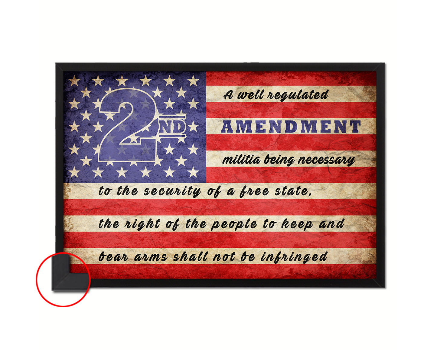 2nd Amendment Vintage Military Flag Framed Print Sign Decor Wall Art Gifts