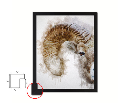 Sheep Ram Big Horn Animal Painting Print Framed Art Home Wall Decor Gifts