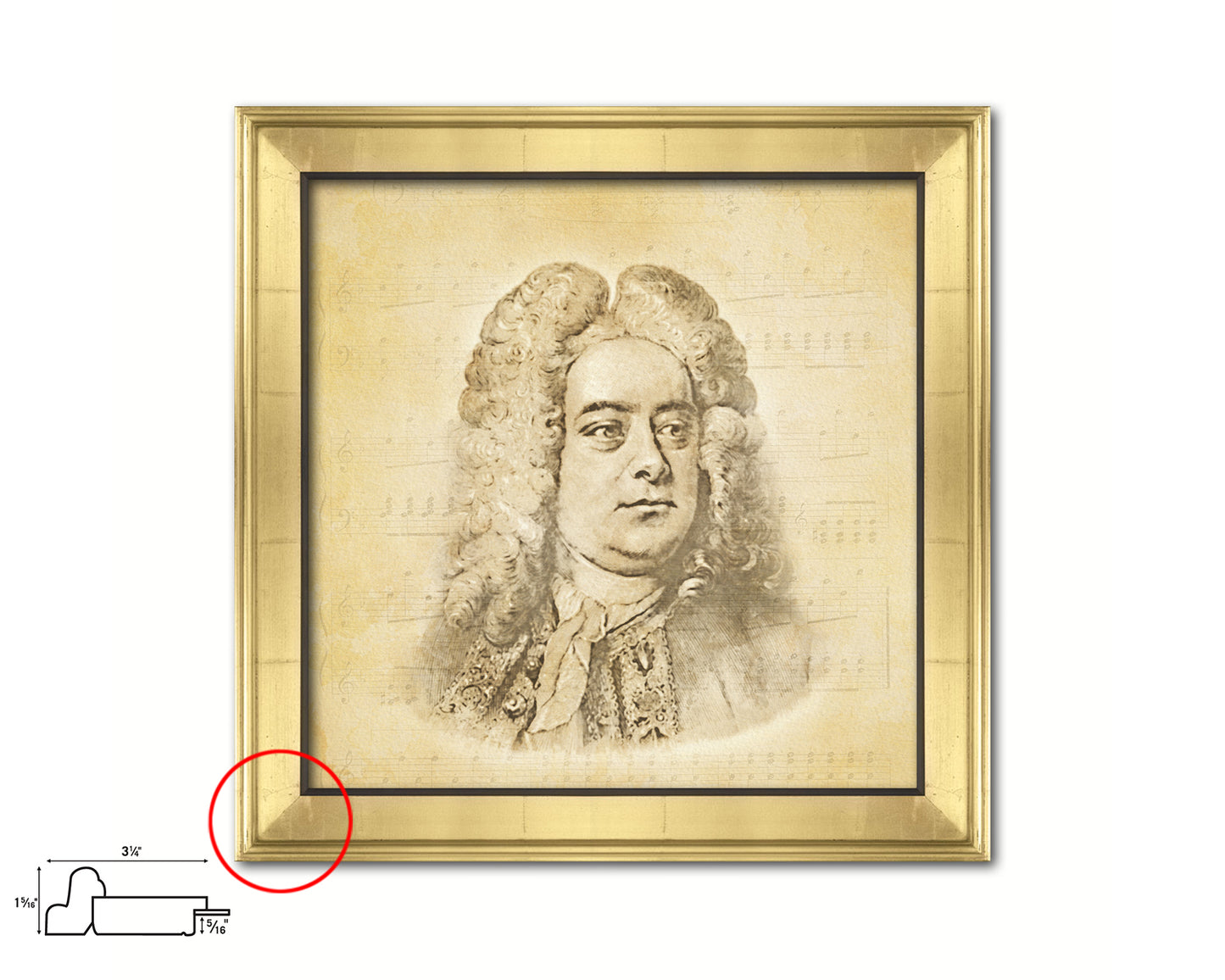 George Frideric Handel Ancient Classical Musician Gold Framed Print Wall Decor Art Gifts