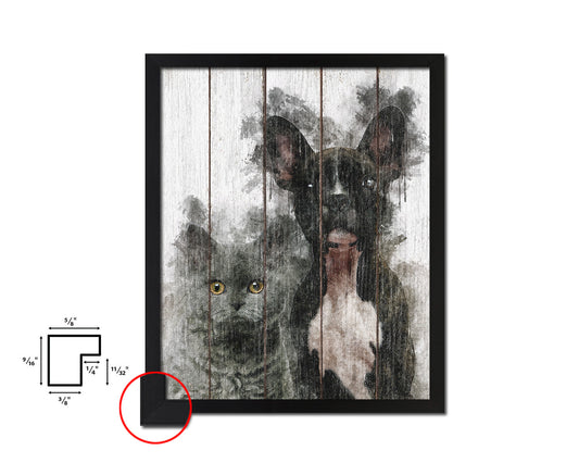 Cats and Dogs Dog Puppy Portrait Framed Print Pet Watercolor Wall Decor Art Gifts
