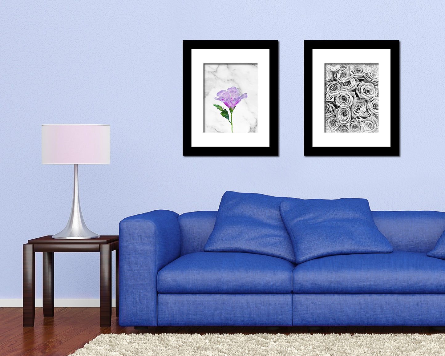 Mauve Hibiscus Rosa Marble Texture Plants Art Wood Framed Print Wall Decor Gifts