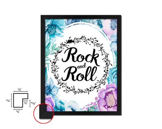 Rock and roll Quote Boho Flower Framed Print Wall Decor Art