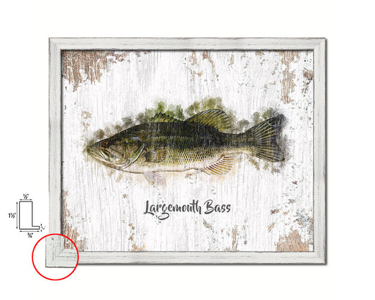 Largemouth Bass Fish Framed Prints Modern Restaurant Sushi Bar Watercolor Wall Art Decor