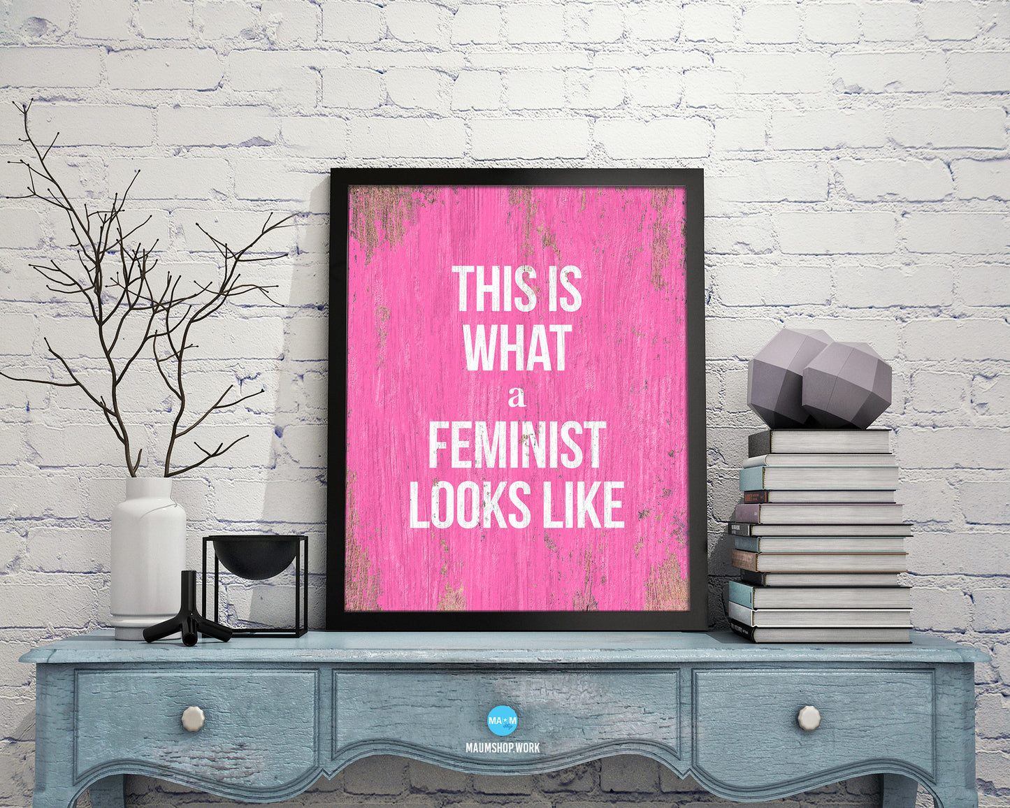 This is what a feminist looks like Rainbow Pride Peace Right Justice Poster Wood Frame Print Art