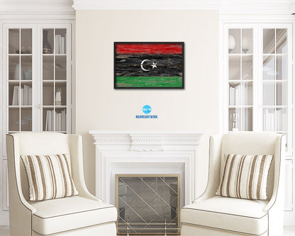 Libya Country Wood Rustic National Flag Wood Framed Print Wall Art Decor Gifts