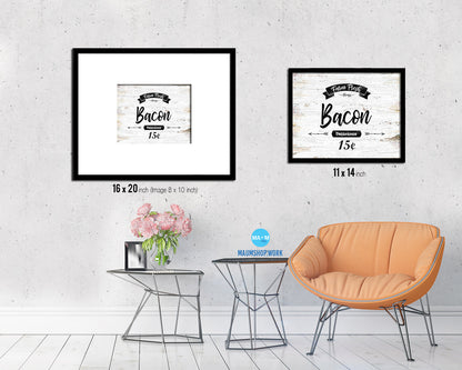 Farm Fresh Bacon Vintage Sign Fine Art Paper Prints Wood Frame Wall Art Decor Gifts