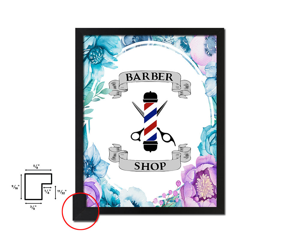Barber Shop Quote Boho Flower Framed Print Wall Decor Art