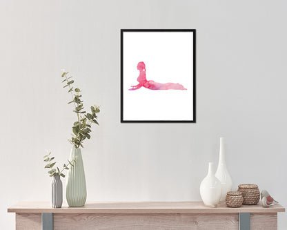 Cobra Pose Yoga Wood Framed Print Wall Decor Art Gifts