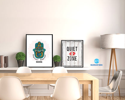 Breath in peace, Breathe out love Hamsa Yoga Wood Framed Print Wall Decor Art Gifts