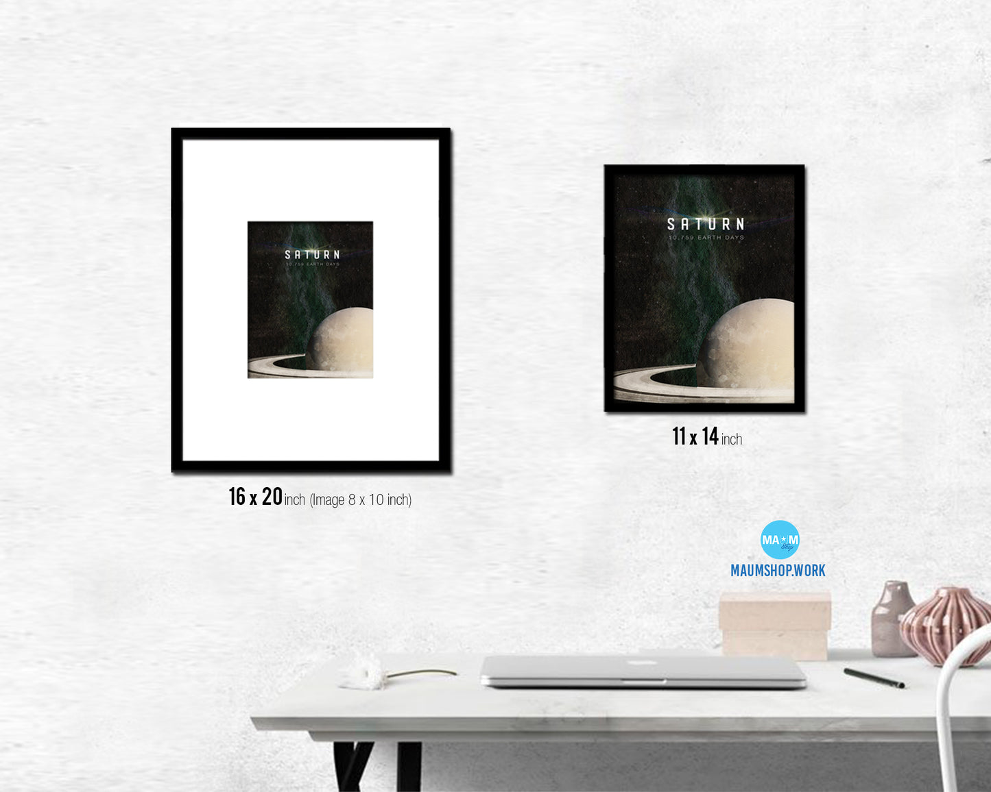 Saturn Planet Prints Length of Year Watercolor Solar System Framed Print Home Decor Wall Art Gifts