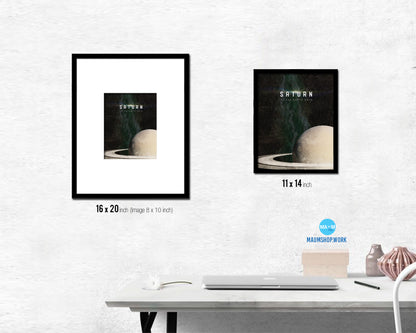 Saturn Planet Prints Length of Year Watercolor Solar System Framed Print Home Decor Wall Art Gifts