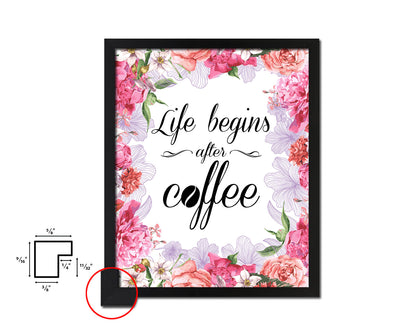 Life begins after coffee Quote Framed Artwork Print Wall Decor Art Gifts