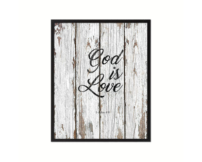God is love, 1 John 4:8 Quote Wood Framed Print Home Decor Wall Art Gifts