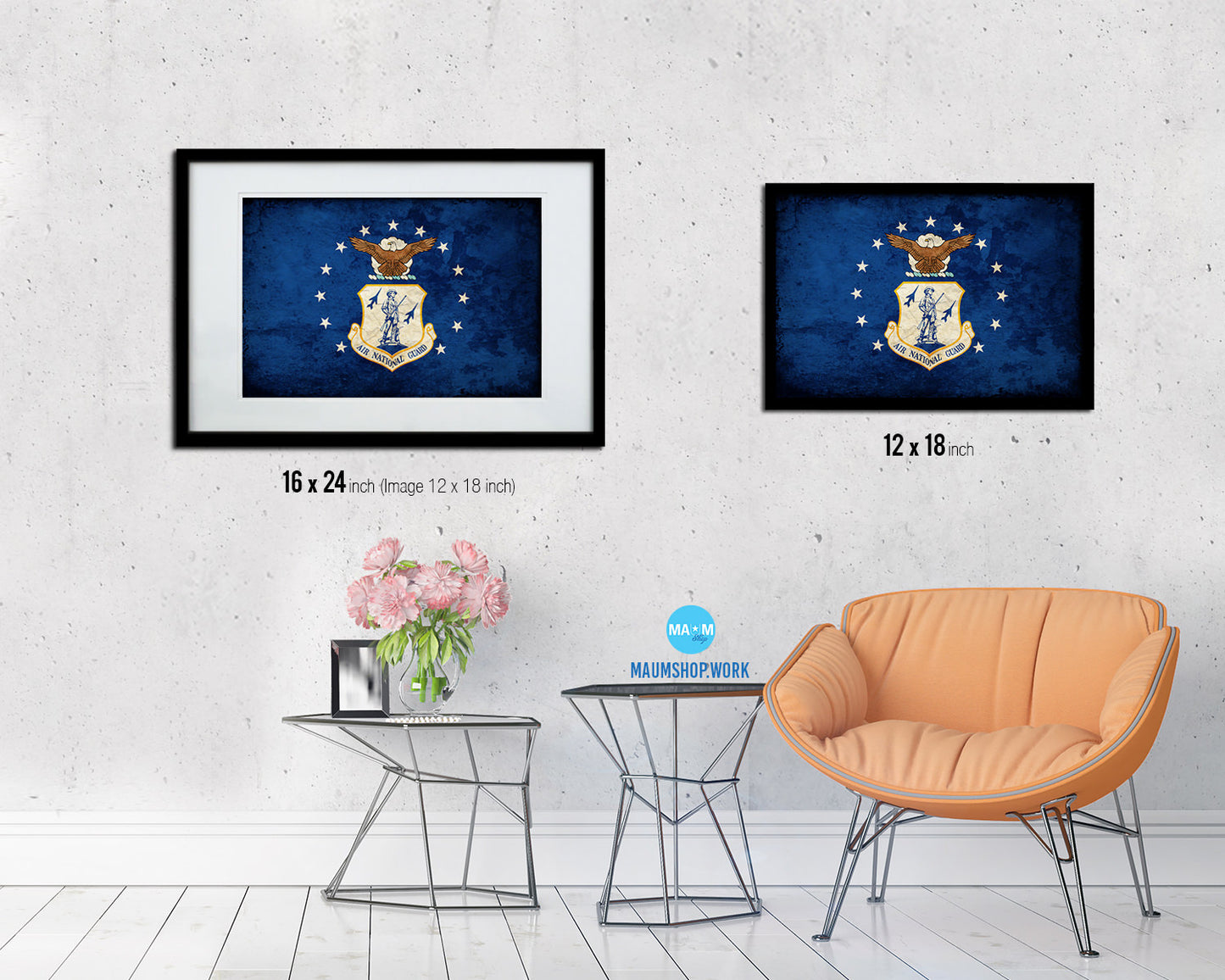 US Air National Guard Emblem Paper Texture Flag Framed Prints Home Decor Wall Art Gifts