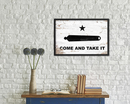Come and take it Shabby Chic Military Flag Framed Print Decor Wall Art Gifts