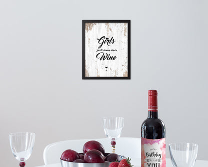Girls just wanna have Quote Wood Framed Print Wall Decor Art Gifts