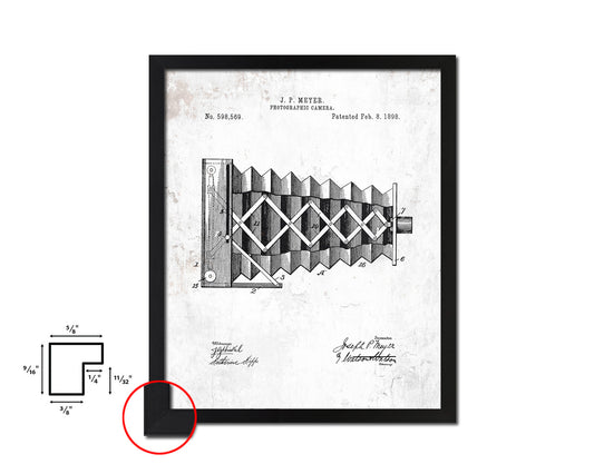Photographic Camera Vintage Patent Artwork Black Frame Print Wall Art Decor Gifts