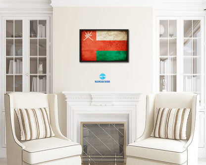 Oman Country Vintage Flag Wood Framed Print Wall Art Decor Gifts
