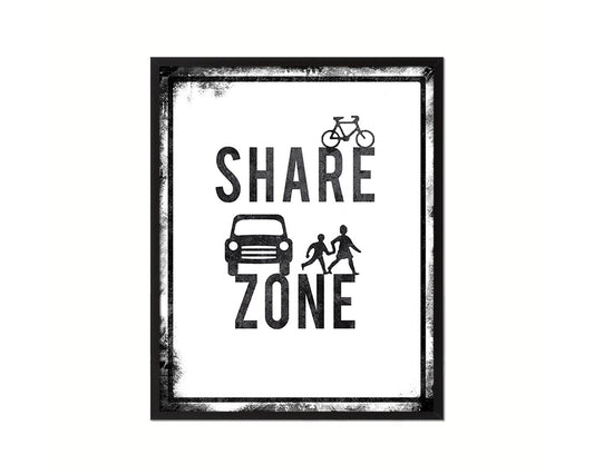 Share Zone Notice Danger Sign Framed Print Home Decor Wall Art Gifts