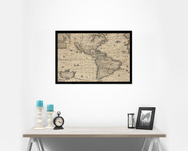 North and South America 1626 Historical Map Framed Print Art Wall Decor Gifts