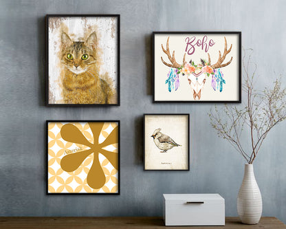 Red Little Cat Kitten Portrait Framed Print Pet Home Decor Custom Watercolor Wall Art Gifts