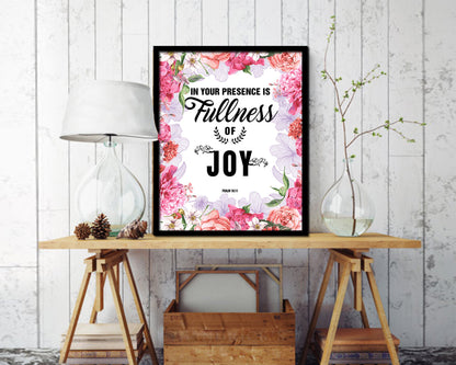 In your presence is fullness of joy Quote Framed Print Home Decor Wall Art Gifts