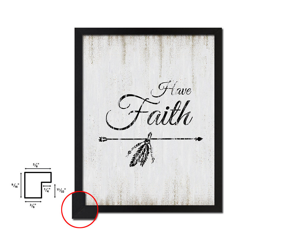 Have Faith Quote Wood Framed Print Wall Decor Art