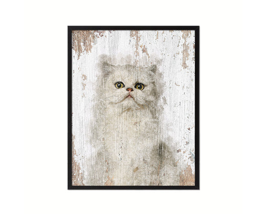 Persian Cat Kitten Portrait Framed Print Pet Home Decor Custom Watercolor Wall Art Gifts