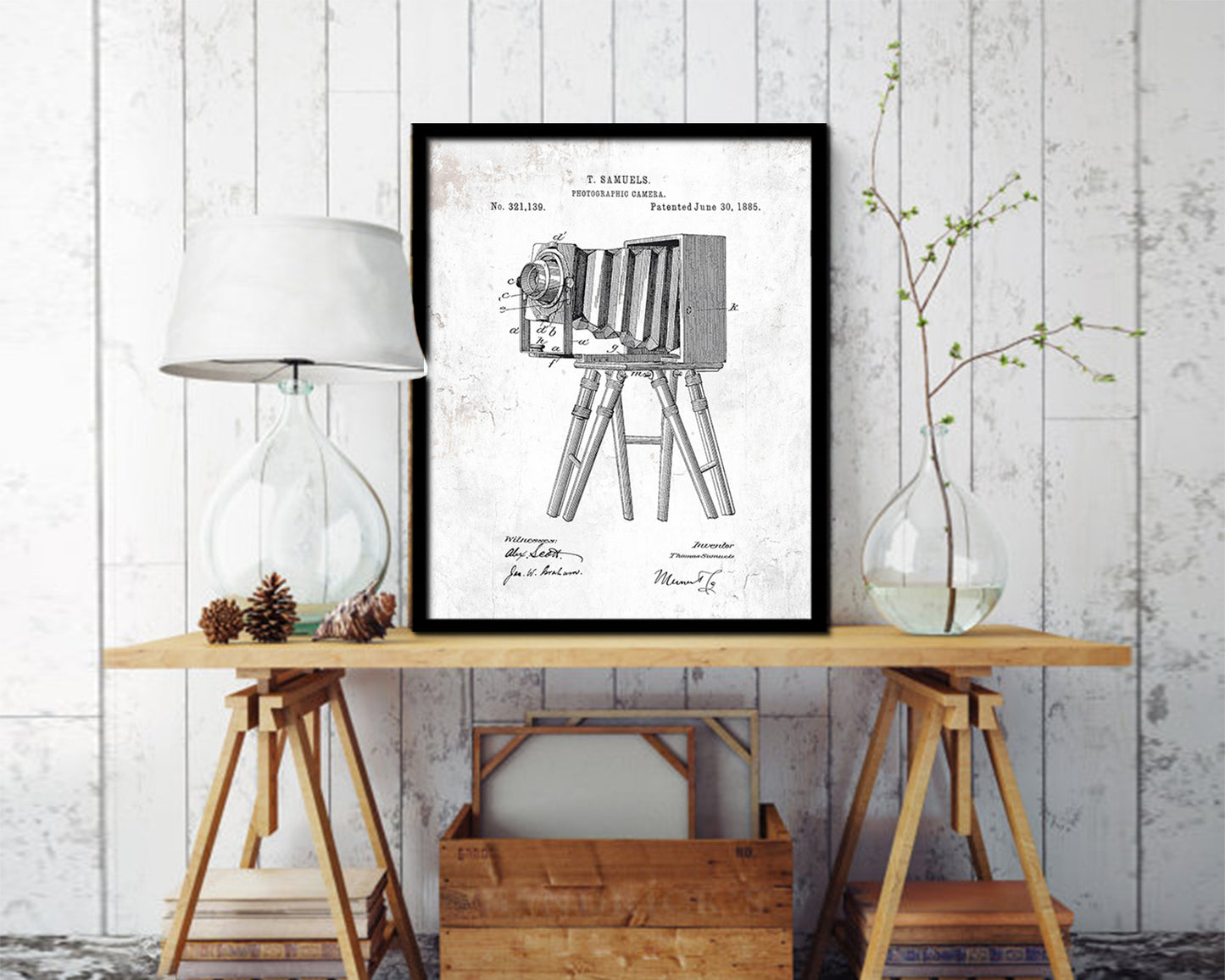 Photographic Camera Vintage Patent Artwork Black Frame Print Wall Art Decor Gifts