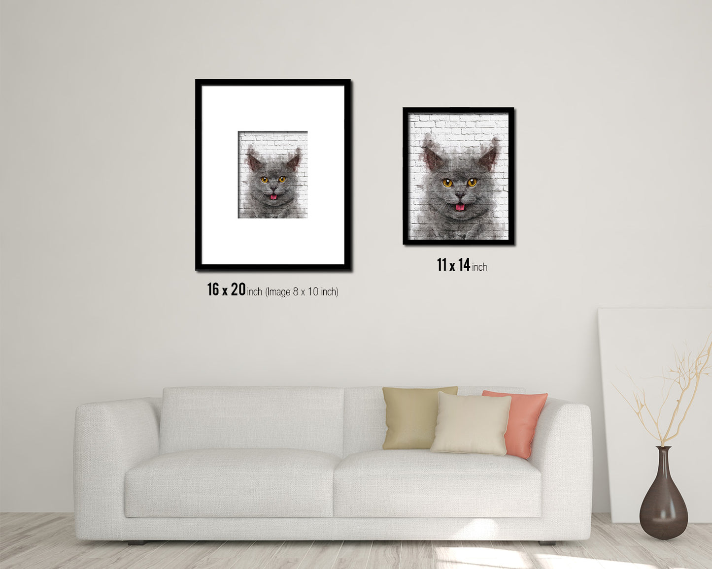Chartreux Cat Kitten Portrait Framed Print Pet Home Decor Custom Watercolor Wall Art Gifts