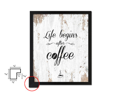 Life begins after coffee Quote Framed Artwork Print Wall Decor Art Gifts