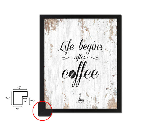 Life begins after coffee Quote Framed Artwork Print Wall Decor Art Gifts