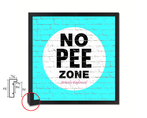 No Pee Zone Shabby Chic Sign Wood Framed Art Paper Print Wall Decor Gifts