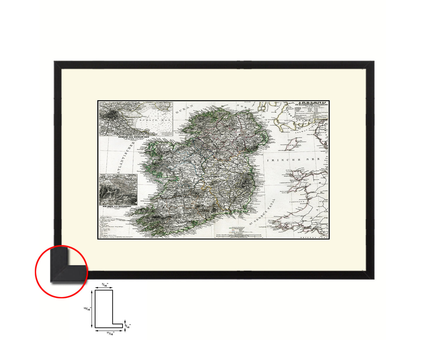 Ireland Old Map Framed Print Art Wall Decor Gifts