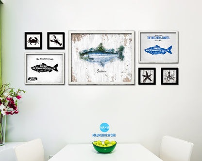 Salmon Fish Framed Prints Modern Restaurant Sushi Bar Watercolor Wall Art Decor