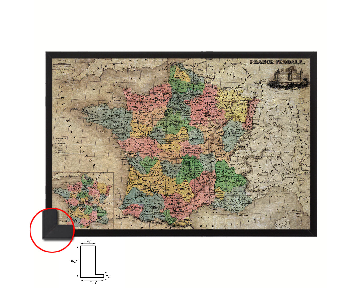 Medieval France Crusades Historical Map Framed Print Art Wall Decor Gifts