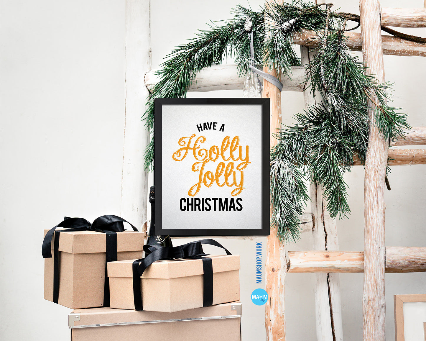 Have a holly jolly christmas Holiday Season Gifts Wood Framed Print Home Decor Wall Art