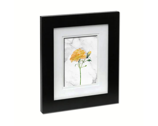 Yellow Rose Marble Texture Plants Art Wood Framed Print Wall Decor Gifts