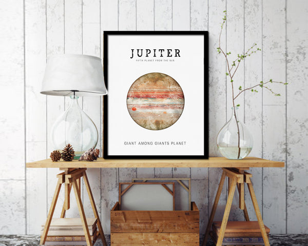 Jupiter Planet Prints Watercolor Solar System Wood Framed Paper Print Wall Art Decor Gifts