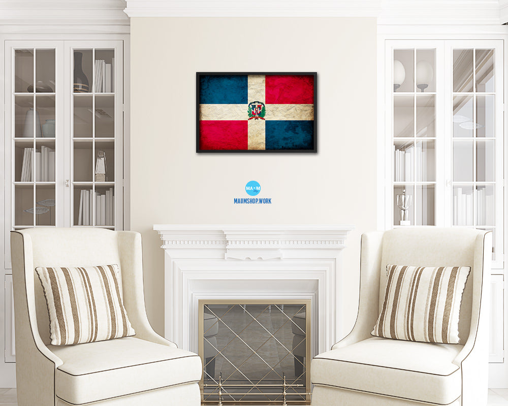 Dominican Republic Country Vintage Flag Wood Framed Print Wall Art Decor Gifts