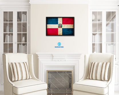 Dominican Republic Country Vintage Flag Wood Framed Print Wall Art Decor Gifts