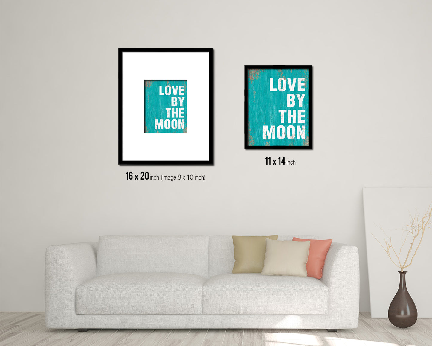Love by the moon Quote Saying Framed Print Home Decor Wall Art Gifts