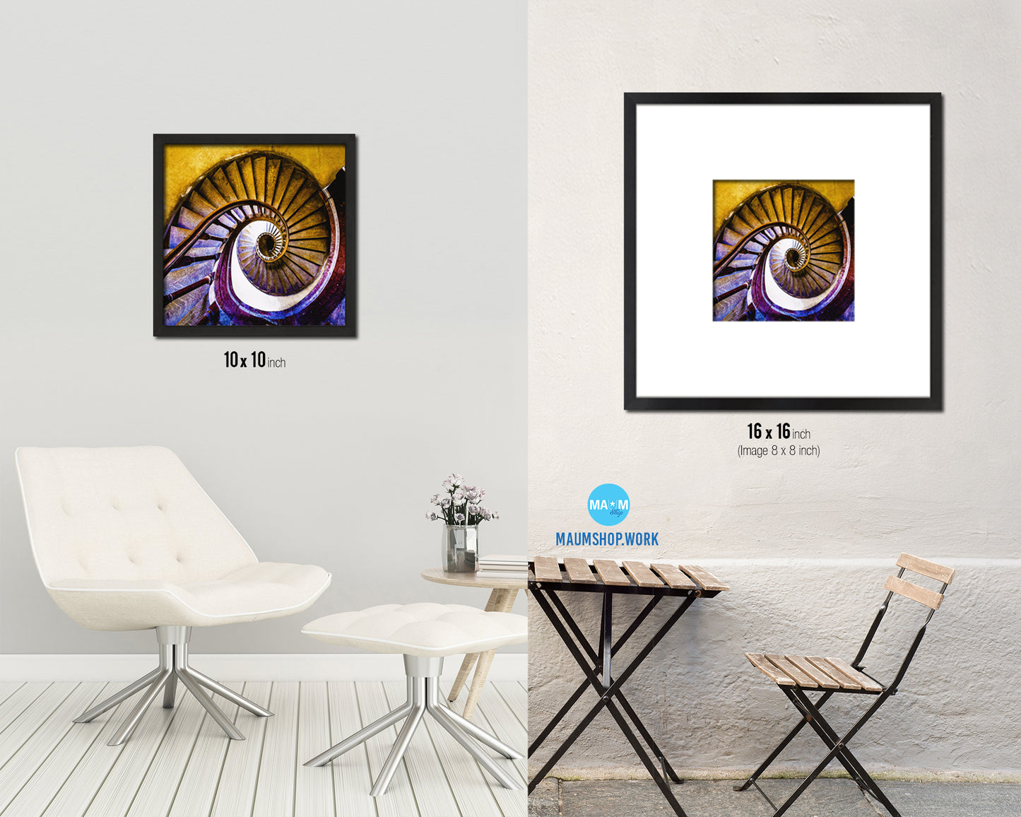 Very Old Wooden Vintage Spiral Staircase Wood Framed Print Interior Wall Decor Art Gifts